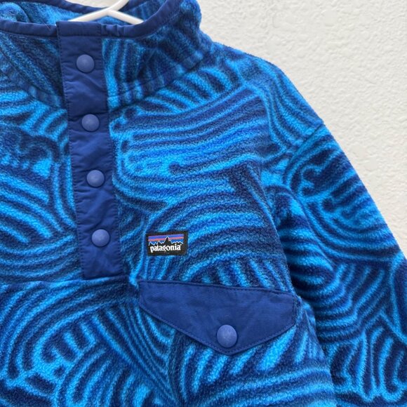 Patagonia Blue Wave Synchilla Snap T Fleece Pullover Sweatshirt Boys Medium 10 - Picture 3 of 6